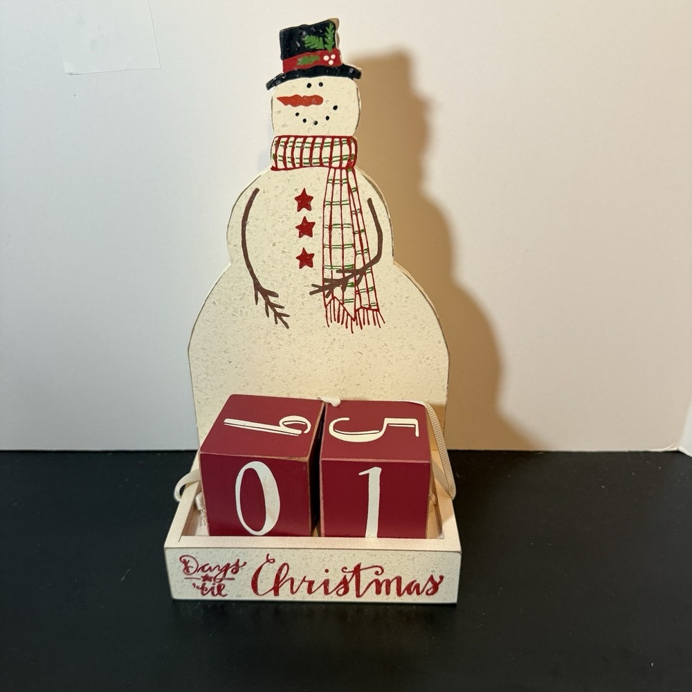 Snowman Days‎ til Christmas Wooden Calendar Countdown Primitives by Kathy